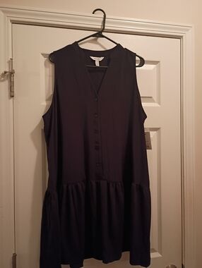 New Ladies Nine West Sleeveless Black Button Front Blouse XL